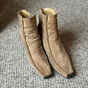 Tan Sueded Leather Ankle Boots